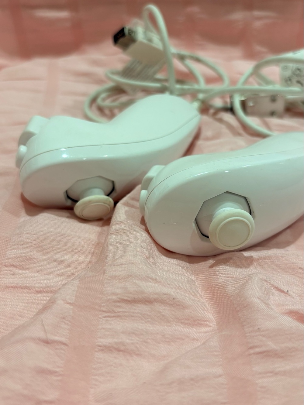 White Wired Controller Pair - White Analog Joysticks